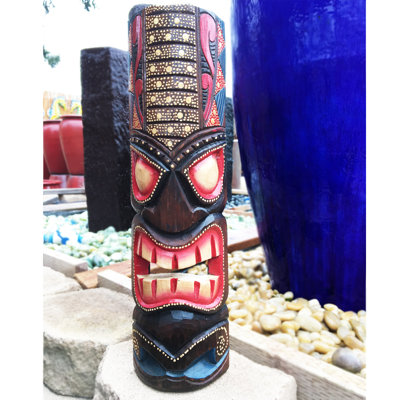 Décoration murale 20 "H Tiki Mask Hawaiian Dot Art