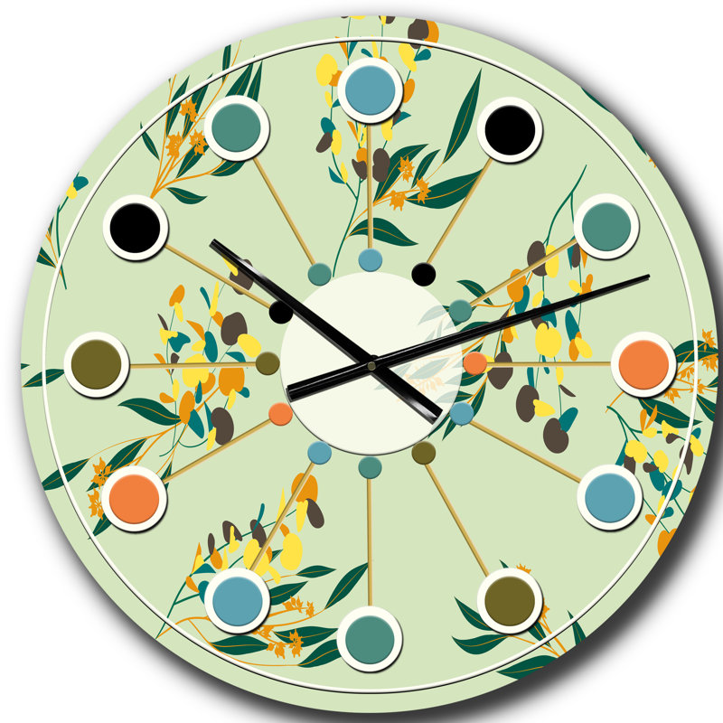 Horloge murale moderne Mid-Century Bright Eucalyptus, Grand