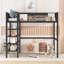 Lit mezzanine en métal avec tablettes à 4 niveaux et rangement-2055445011