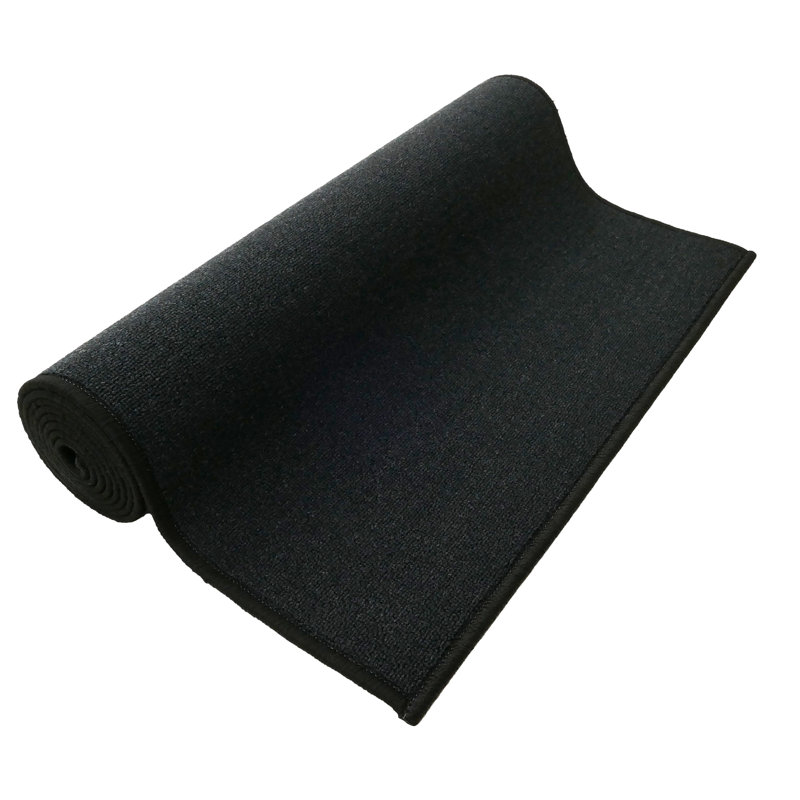 Sariah Custom Size Washable Anti Slip Low Profile Loop Pile Solid Black Design Runner Rug Carpet, Runner 1'10" x 2'
