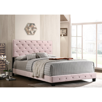 Lit de salon charmant en velours rose transitionnel: H 48 po x l 64 po x P 83 po, pour une utilisation quotidienne, assemblage nécessaire