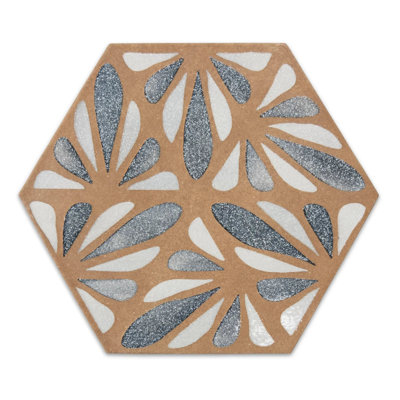 Terrapetal Fusion Stoneware Hexagon Tile 8.5X10”