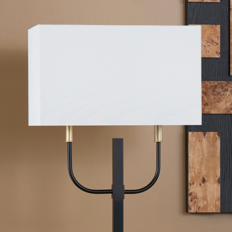 59.25" Metal Floor Lamp With White Shade