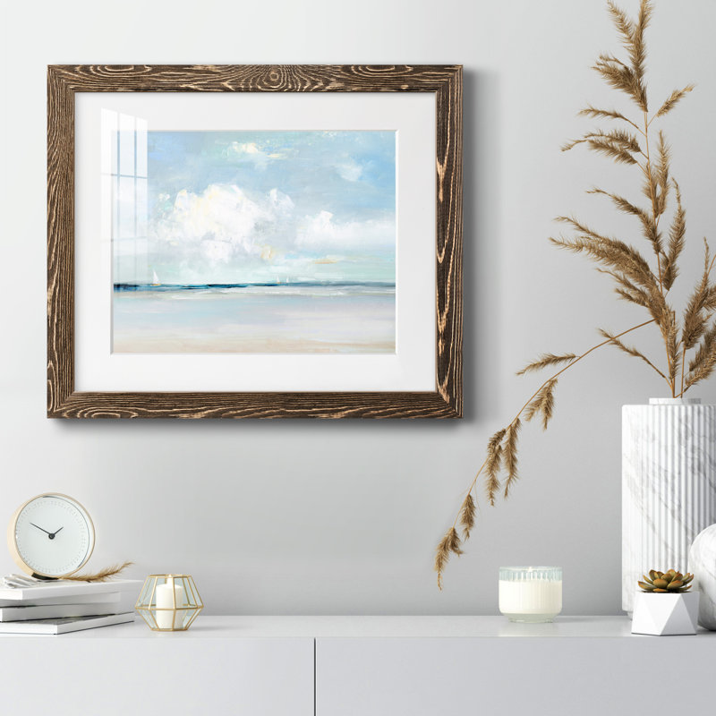 Brise d'été - peinture encadrée, H 20 po x l 17 po x P 1,5 po, Encadré de bois de noyer