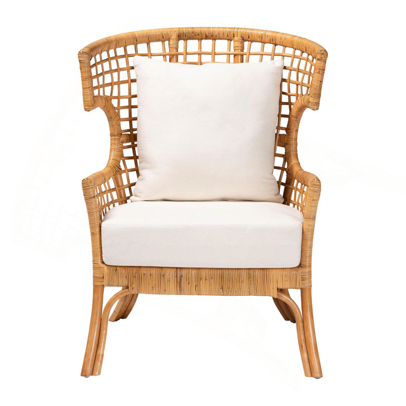 Fauteuil bohémien en rotin miel clair