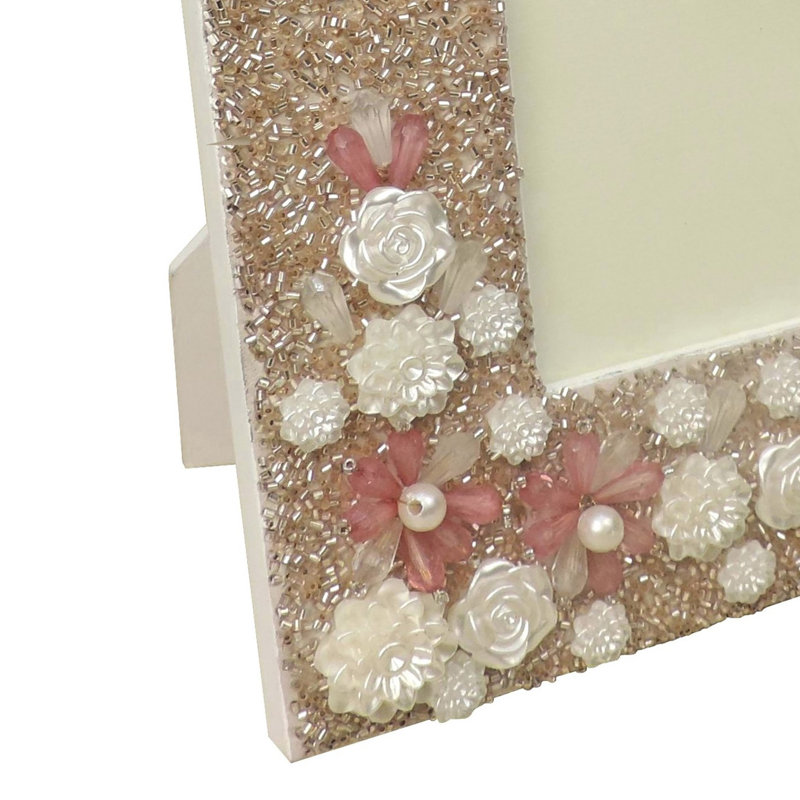 Fredeling Beaded Picture Frame, Pink, 4" x 6"