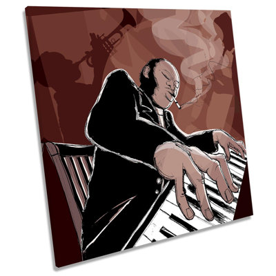Z0176 Jazz Music Bar Smoking - Wrapped Canvas Print