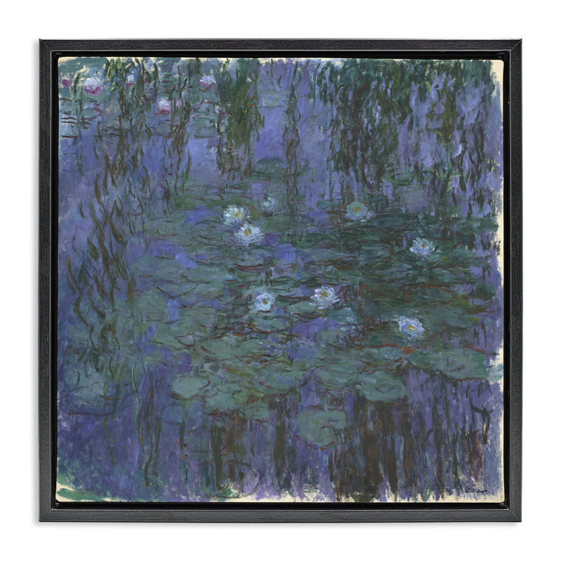 Art mural classique sur toile flottante, "Monet", Cadre flottant noir de jais, H 25 po x l 25 po