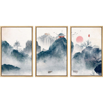 "Abstract Landscape", peinture à l'encre sur toile, 3 pièces