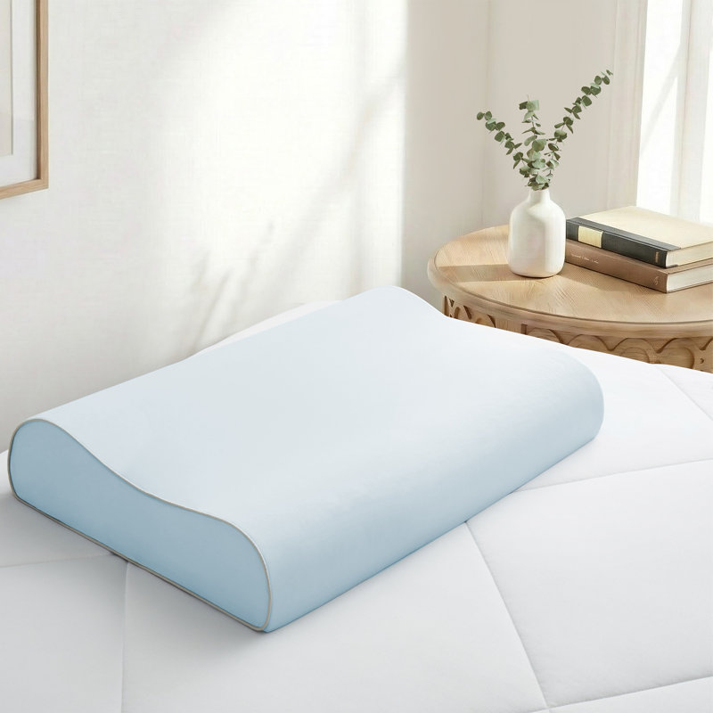 Blue Gel Cooling Pillow – Memory Foam Bed Pillow with Breathable Stretch Cover – Plush Foam Pillow for Side, Back & Stomach Sleepers