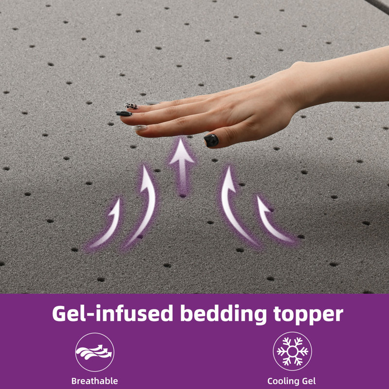 Queen Size 4'' Cooling Gel Memory Foam Mattress Topper