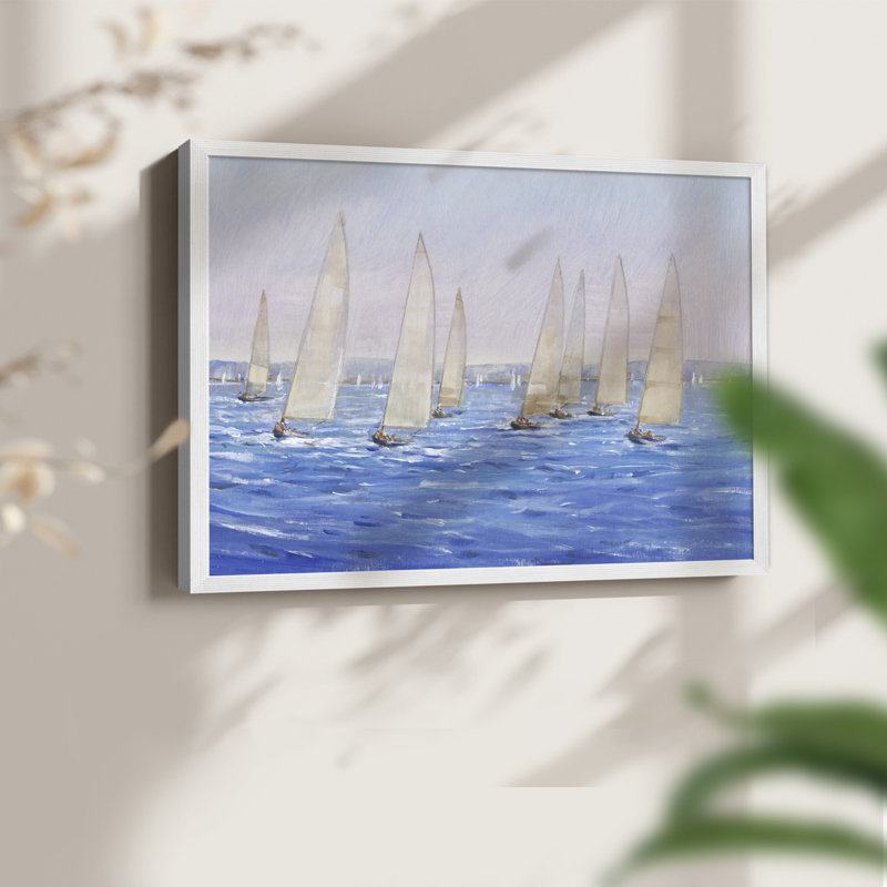 Sailing Event II -Framed Print - Restickable, 16" H x 20" W, White