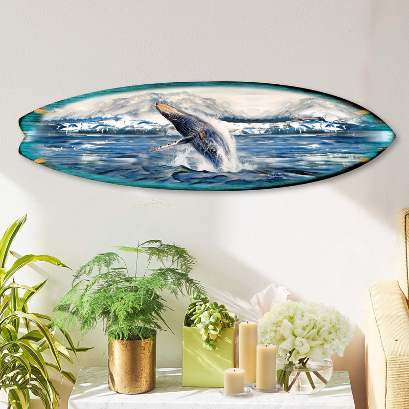 Décoration murale planche de surf, H 13,5 po x l 48 po x P 1 po