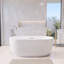 Baignoire de trempage ovale autoportante moderne en acrylique blanc lustré de 60 pouces avec système de drainage intégré, bonde pré-percée et trous de trop-plein et base autonivelante-132971354