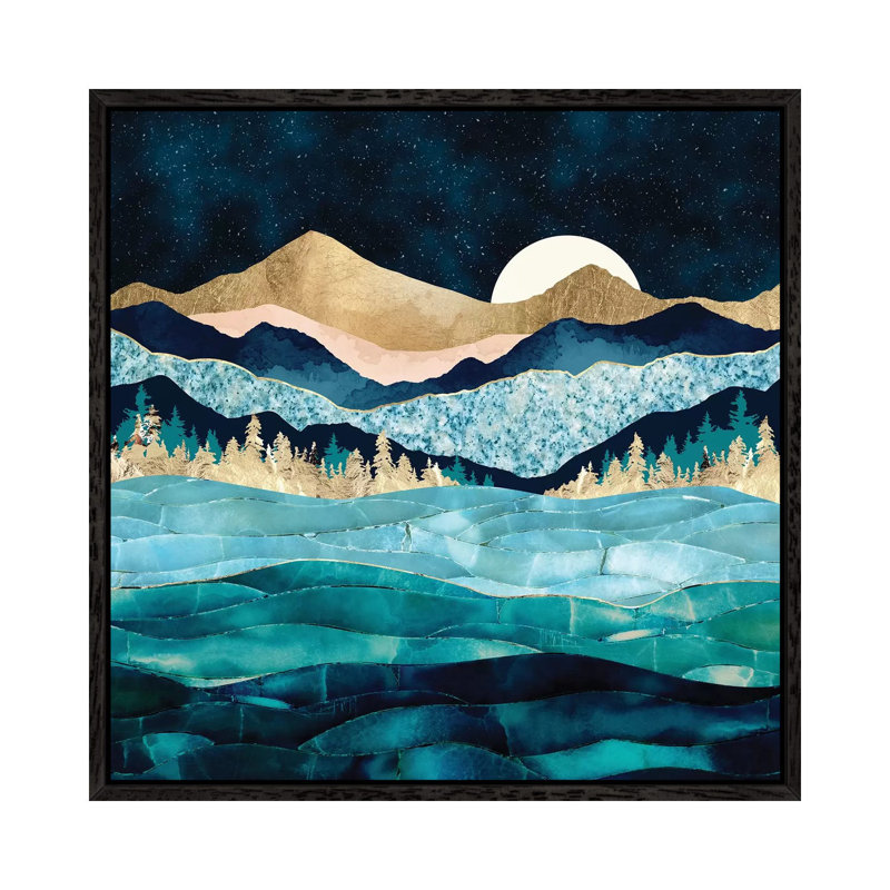 Midnight Ocean - Print on Canvas, 66.04 cm H x 66.04 cm W, Black Framed