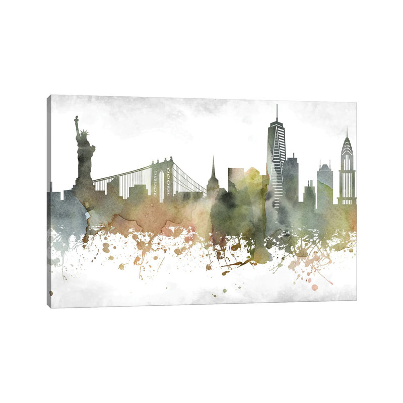 New York Skyline par Walldecoraddict - Estampe numérique sur toile tendue avec châssis, H 18 po x l 26 po x P 1,5 po