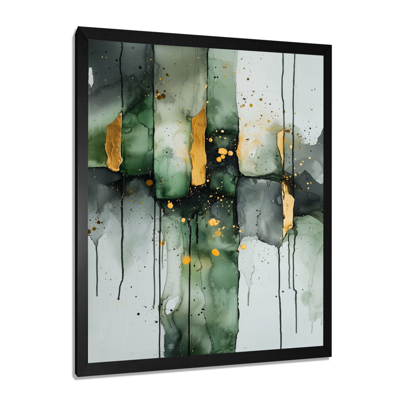 Gertz - Art mural abstrait sur toile, Noir, noir, noir, noir, H 20 po x l 12 po, Reproduction encadrée d'une seule photo