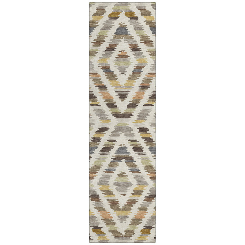 Machine Washable Indoor/Outdoor Chantille Tribal Rug, 3' x 5', Paprika