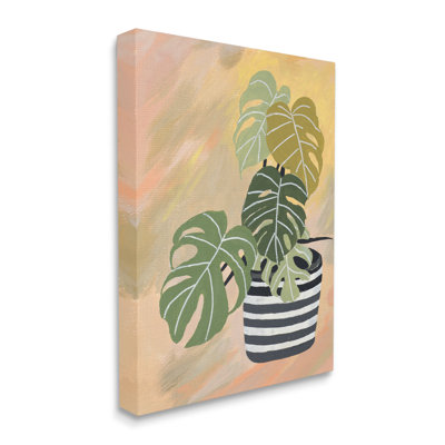 Monstera tropical, plante, feuilles uniques sur fond abstrait