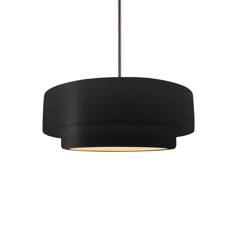 Luminaire suspendu à 1 lumière Meydan, Noir mat carbone, Laiton brossé, Incandescent