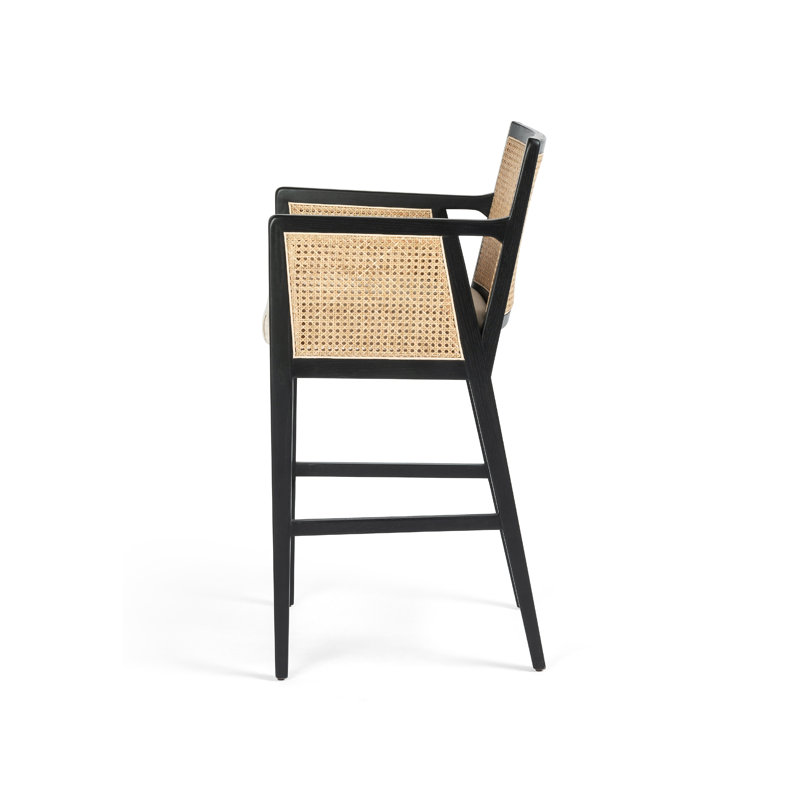 Antonia Counter & Bar Stool, Beige, Bar Stool (31.25" Seat Height), Black/Natural