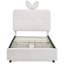 Lit simple avec grande tête de lit en lapin, télécommande à DEL, 4 tiroirs de rangement, tissu Boucle, doux et doux, chambre à coucher à structure stable surdimensionnée pour un sommeil réparateur-50323773