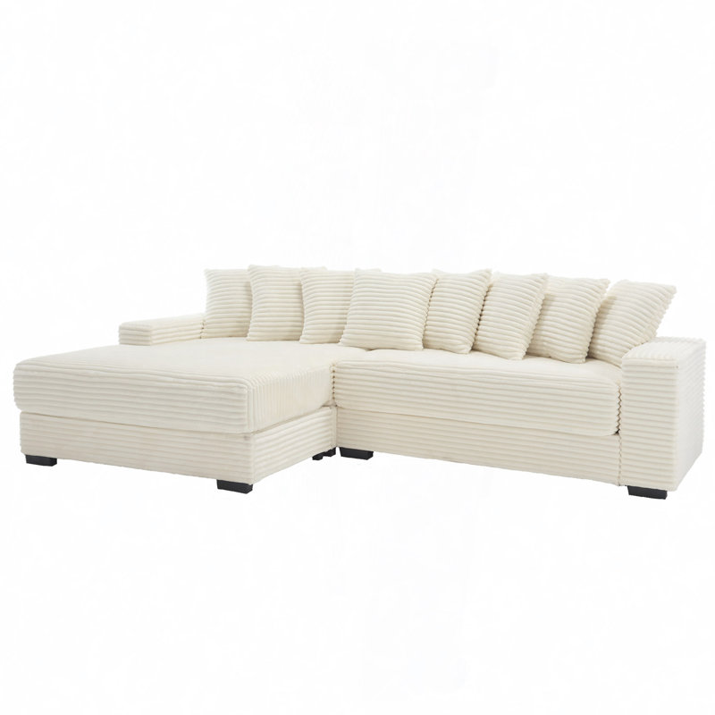 Oversized Two-Piece Couches, Beige Corduroy