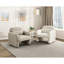 Tissu recouvert de tissu beige Boucle avec une fabrication en contreplaqué, un rembourrage à ressorts ensachés en mousse et un coussin décoratif assorti pour la salle de lecture-732738388