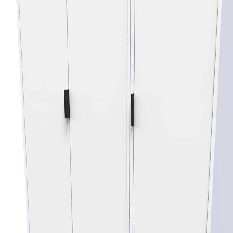 Fully Assembled 2 Door Wardrobe, White, 127cm H x 77cm W x 53.5cm D