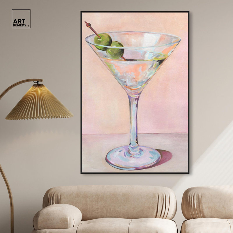 "Cocktail Time", impression côtière tendance par , H 55 po x l 37 po, Cadre flottant noir