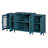 62" TV Stand, Buffet Sideboard Cabinet, Teal Blue