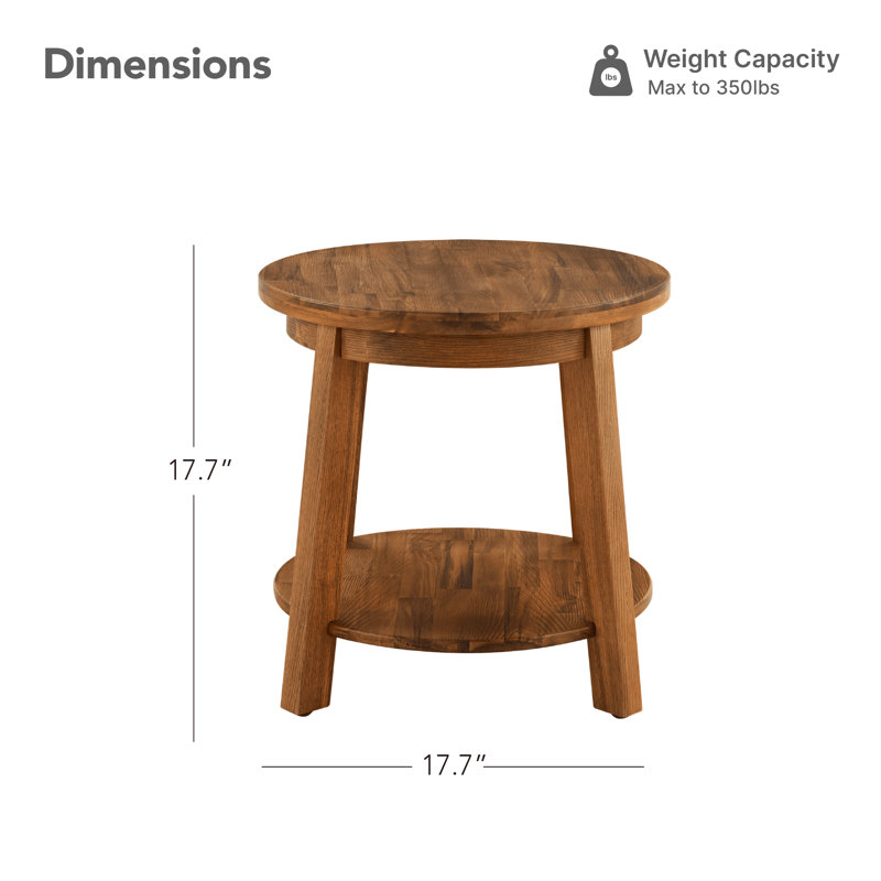 Round Acacia Wood Side Table