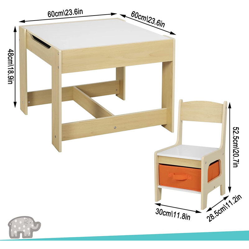 Niven Kids 3 Piece Square Play Or Activity Table and Chair Set