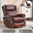 Red Genuine Leather Manual Massage Recliner - Rocker, Swivel, Heating, Living Room