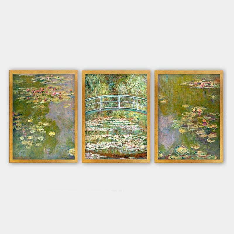 Ensemble de 3 peintures élégantes encadrées décoratives, 13,8 x 17,7 pouces chacune | 100% bois avec cadre 100% polystyrène (épaisseur: 0,8 pouce) | Impression numérique UV, parfaite pour le salon et la décoration intérieure