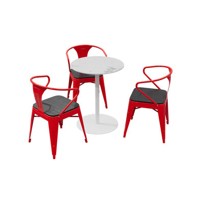 Ensemble de table et chaises de style industriel rond 23,7 po