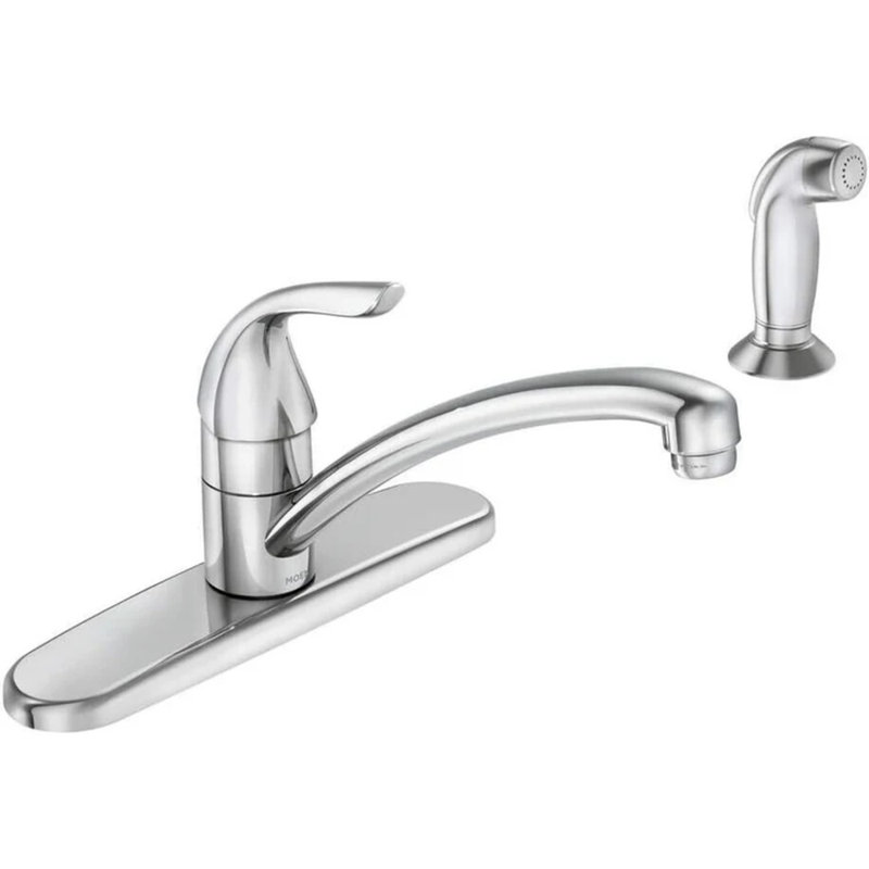 Moen Adler Single-Handle Low Arc Kitchen Faucet in Chrome with Side Sprayer