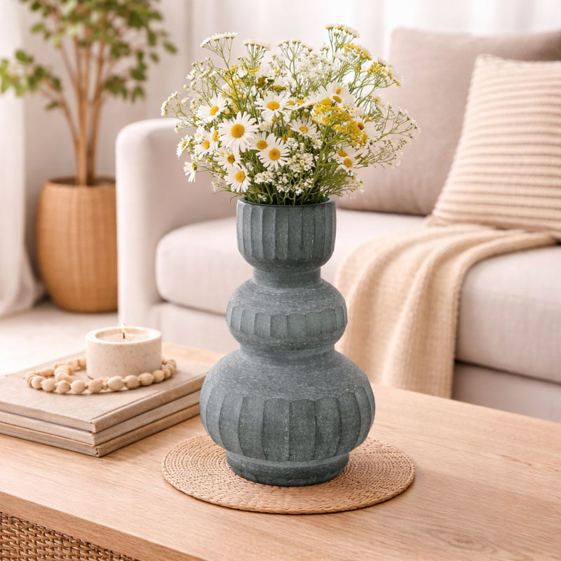 Glass Vase | 9.8" Long Grey Vase