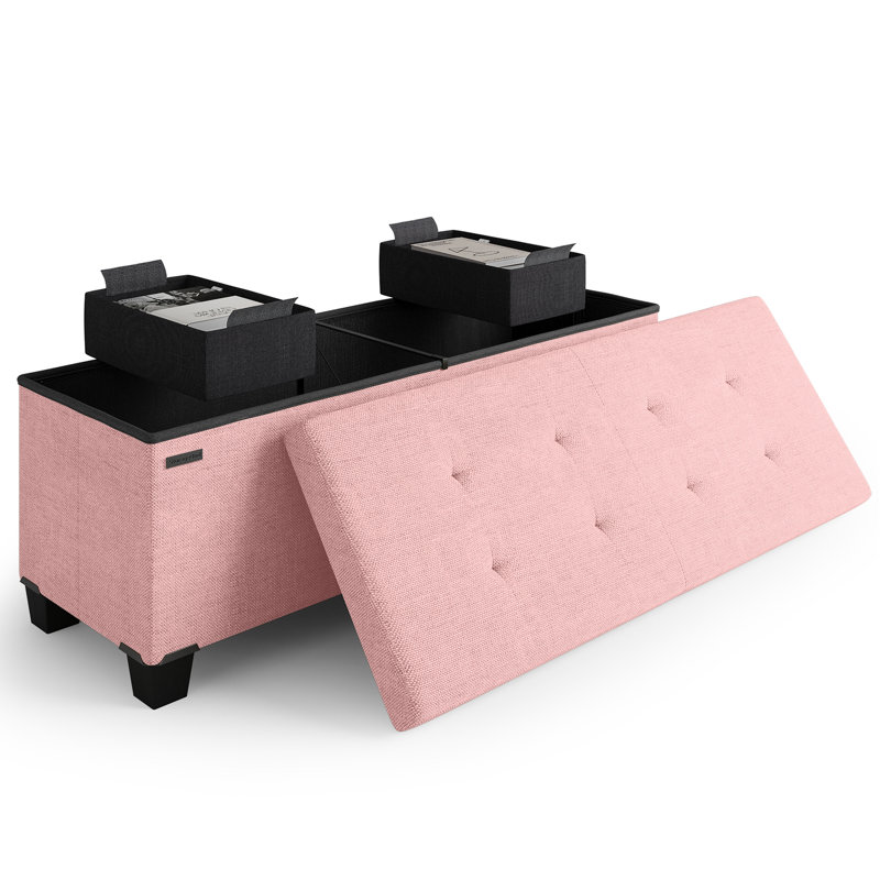 Banc de rangement avec repose-pieds Vérrant, 15"H x 43"W x 15"D, Pink