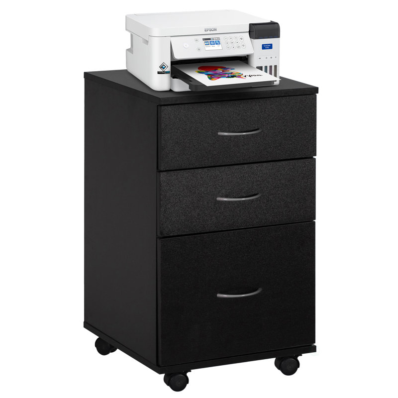 Lokman 15'' Wide 3 -Drawer Mobile File Cabinet, Black
