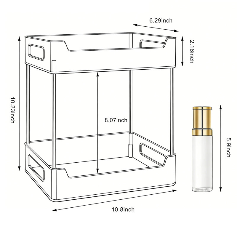 Organisateur de comptoir de salle de bain et plateau de meuble-lavabo transparent à 2 niveaux pour le rangement de maquillage, de parfum et de soin de la peau