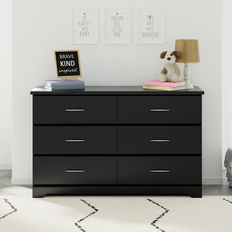 Commode double à 6 tiroirs Brookside, Noir