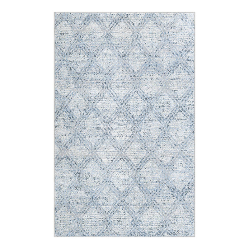 Langley Street® Modern Trellis Massie Rug, Rectangle 5'3" x 8', Light Blue