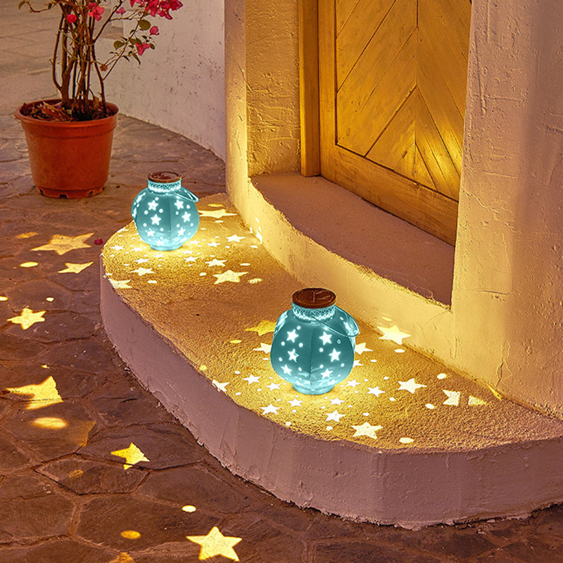 Lampe de nuit solaire de table d'extérieur avec lumière jaune scintillante, Green