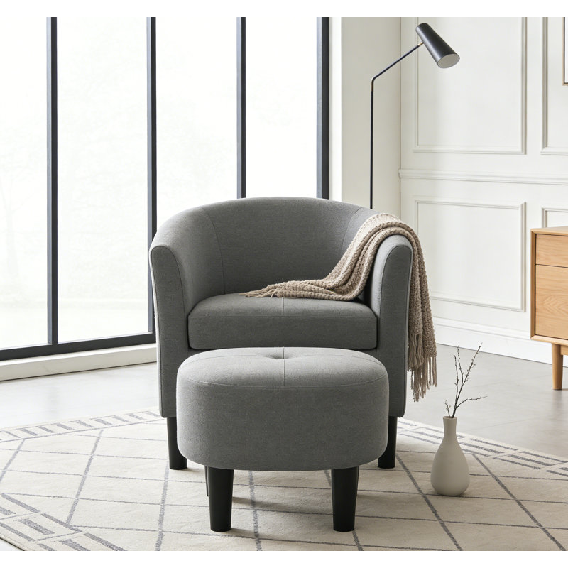 Fauteuil demi-tonneau de 25,5 po en polyester avec repose-pieds