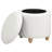 Faux Sheepskin Upholstered Round Storage Ottoman-547790405