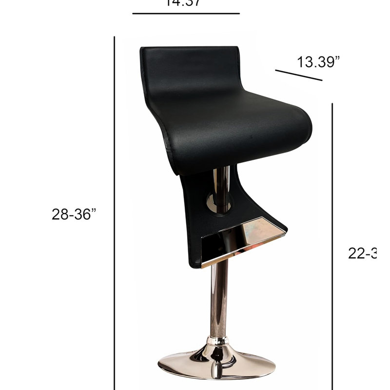 Tabouret de bar pivotant courbé fonctionnel et fonctionnel avec hauteur réglable, pour les bars et les comptoirs, avec un arc minimaliste noir, rotation à 360 °, pour une utilisation en salle à manger