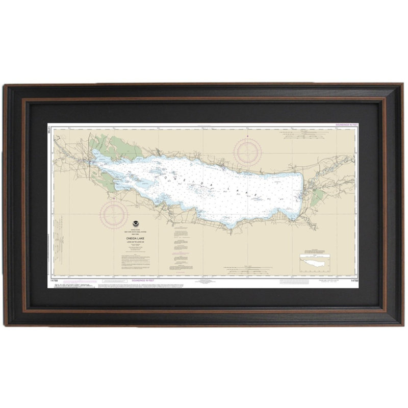 Oneida Lake | Nautical Chart | Framed Print, 36'' H x 19" W