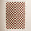 Walker Burnt Orange Cream Checkered Shag Rug