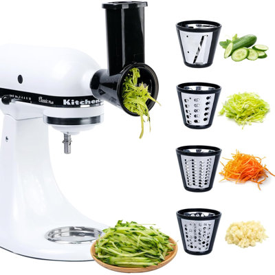 Accessoire râpe-légumes compatible avec le robot pâtissier KitchenAid, 4 lames en acier inoxydable, trancheuse à fromage, accessoire multifonction, facile à nettoyer